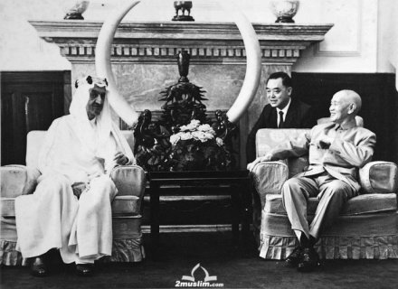 1971年访问台湾时与蒋介石会谈