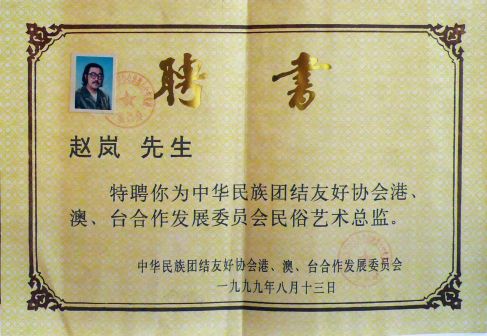 赵岚荣誉证书