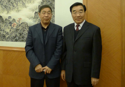 河北省委书记张庆黎与李赶坡董事长合影