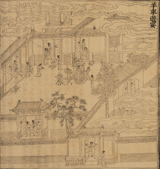 明万历元年潘允端刊本《帝鉴图说》中的“羊车游宴”图