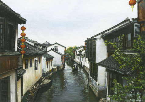 江南水乡之二 56x40cm 布面油画 2019