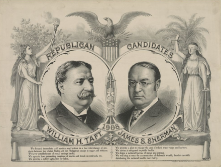 1908年共和党竞选海报（右侧为舍曼）