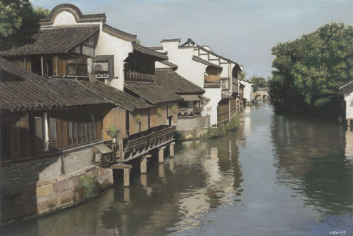 江南水乡系列七 59x39cm 布面油画 2019
